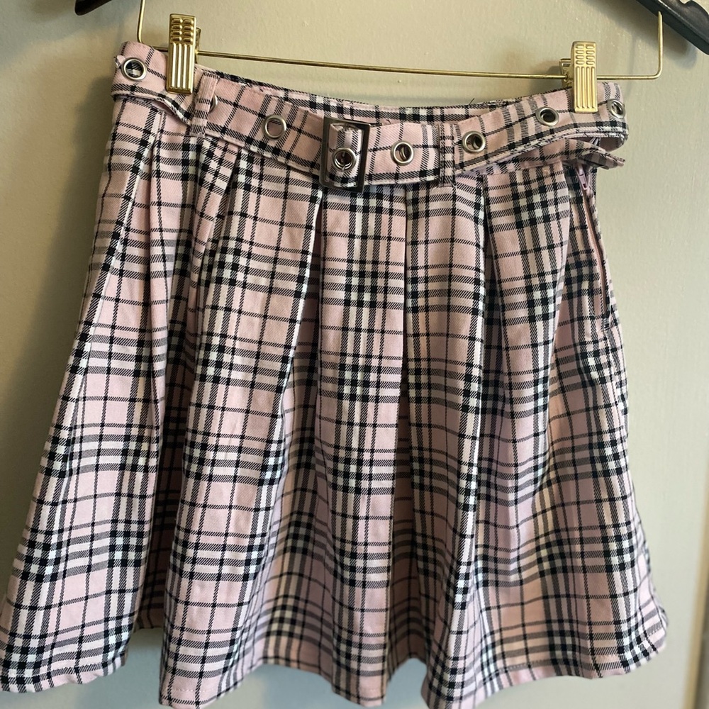 Hot Topic Pink Black Mini Skater Skirt